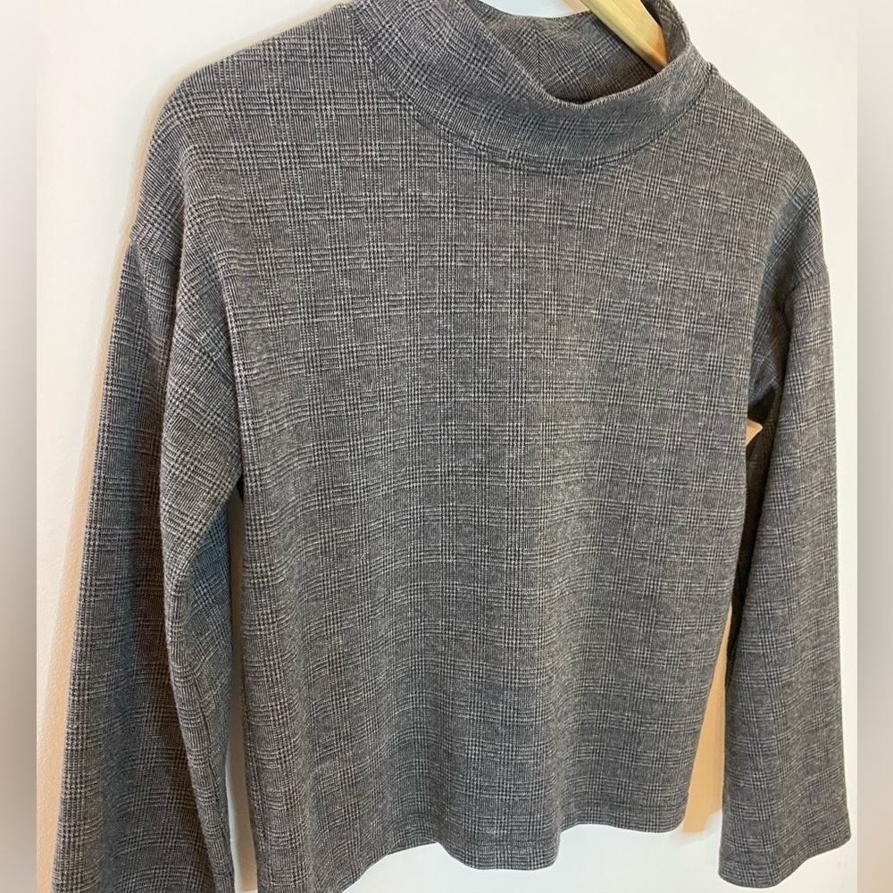 Madewell Wide Sleeve Mock Neck Top in Glen Plaid - Picture 5 of 11